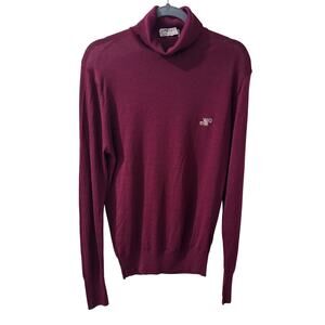 VTG Jaeger Mens Turtelneck Size 40" 100% Wool Burgundy Red Sweater GREAT BRITAIN